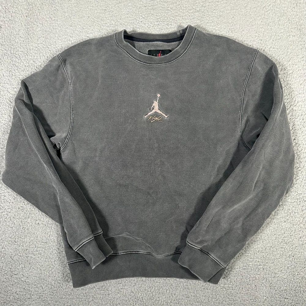 Nike‎ Air Jordan Sweatshirt Mens Small Gray Flight Heritage Jumpman Heavy Crew